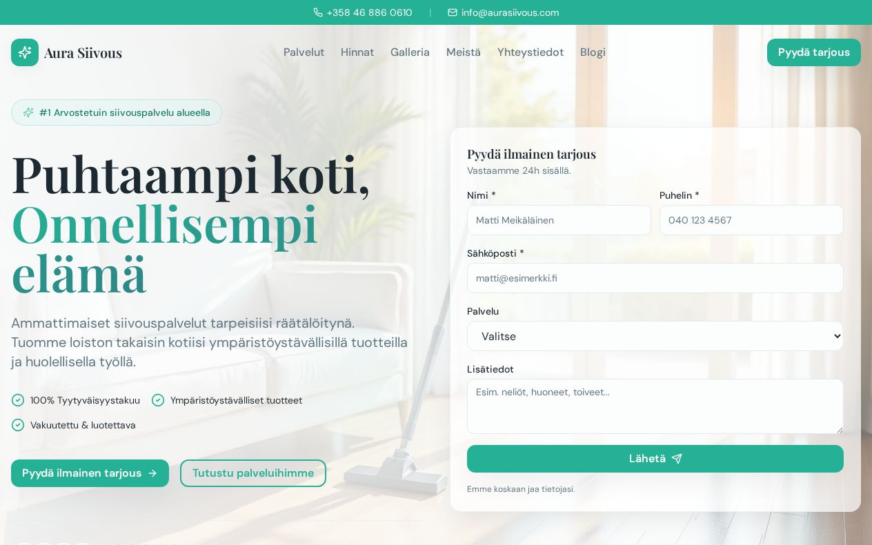 Example V3SU Residential Cleaning contractor website
