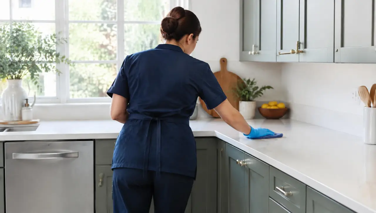 Cleaning contractor website on a phone