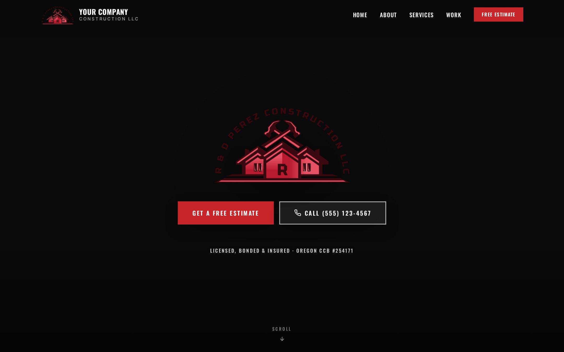 Example V3SU General Construction contractor website