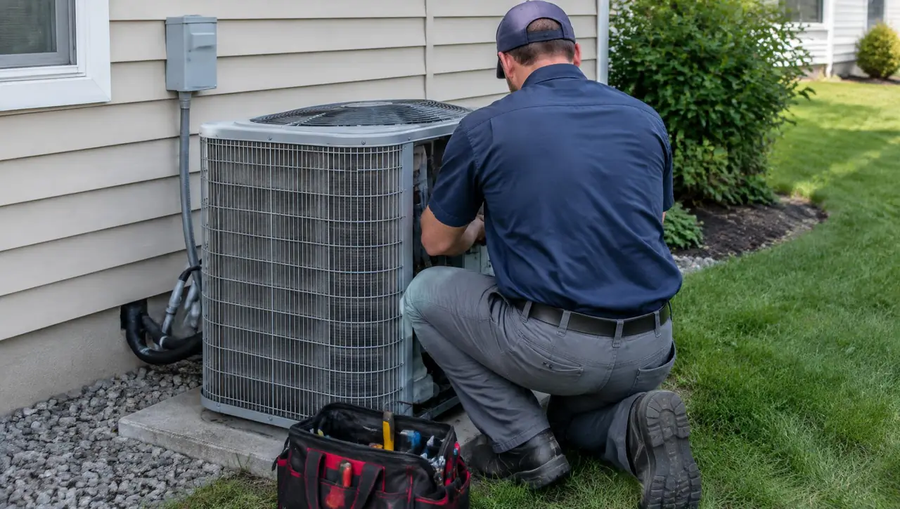Heating & Air contractor website on a phone