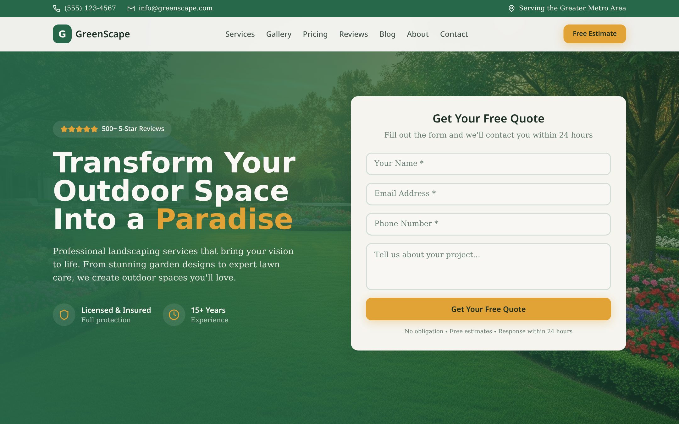 Example V3SU Landscaping & Hardscape contractor website