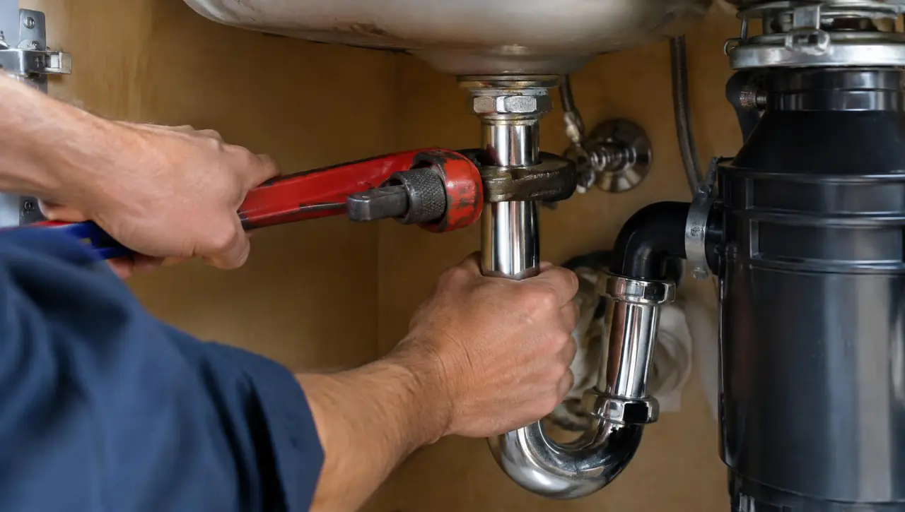Plumbing contractor website on a phone