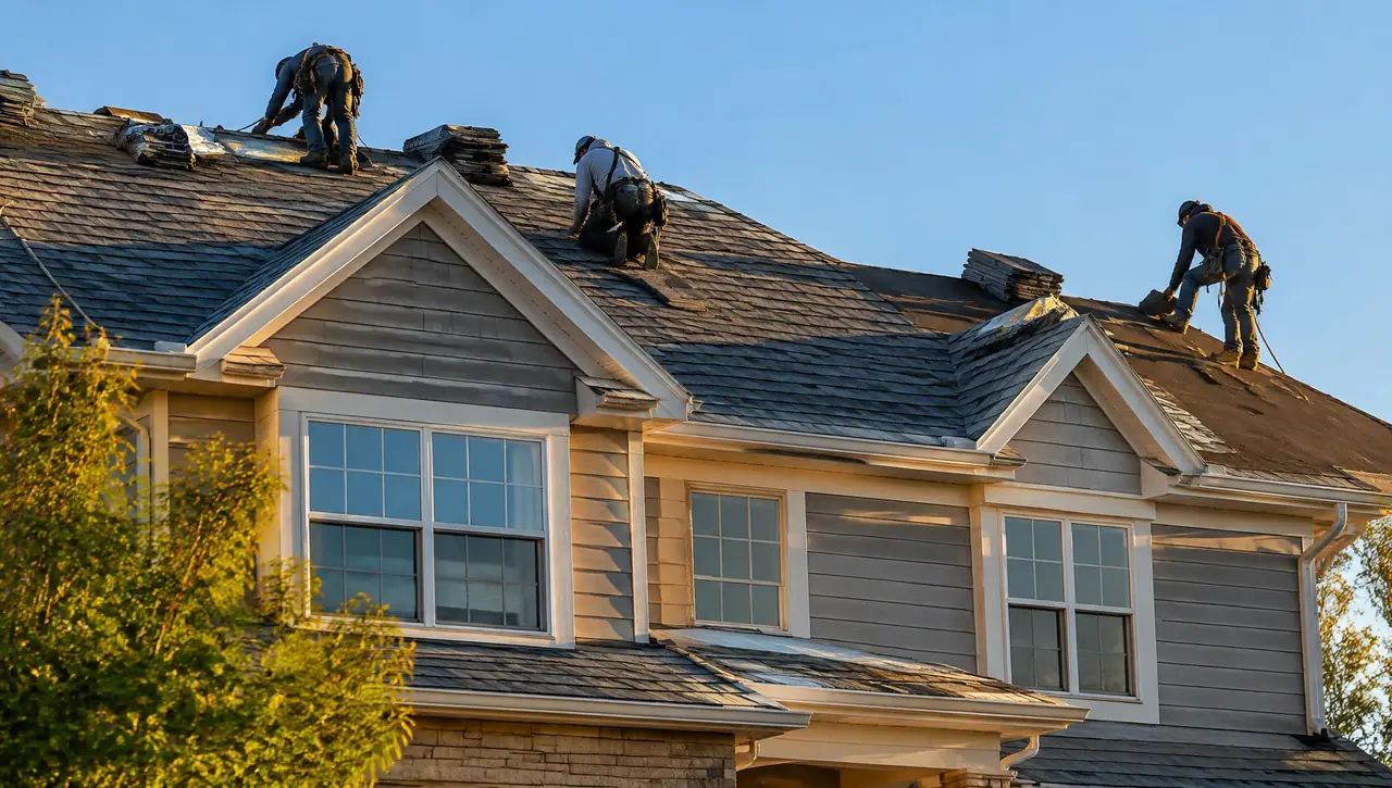 Roofing contractor website on a phone